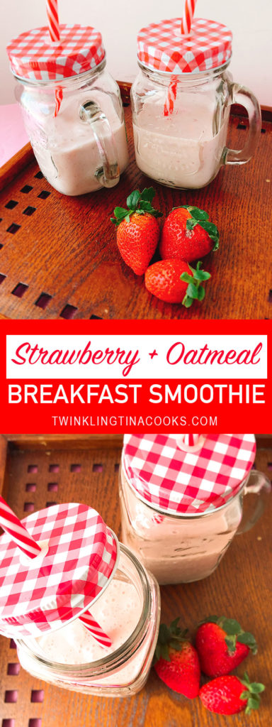 strawberry oatmeal breakfast smoothie